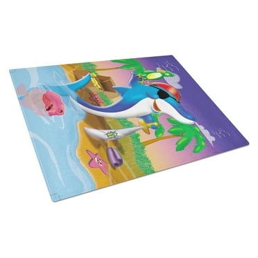 Carolines Treasures APH2486LCB Dolphin Pirate Glass Cutting Board Large 12H x 16W multicolor