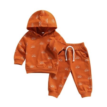 

FINELOOK Children s Set with Sun Print Hooded Long Sleeve Pullover and Pants