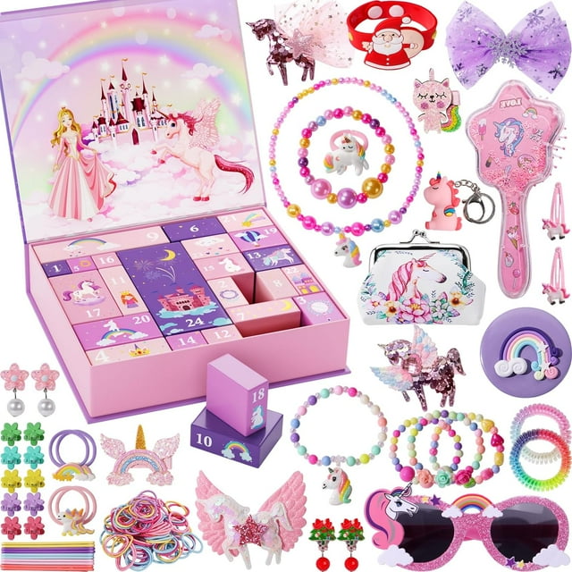 Calendario de Adviento 2023 para Niñas - Unicornios Regalos para Niñas Calendario de Cuenta Regresiva de Navidad 24 Días de Sorpresas Regalos para Hijas, Nietas