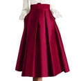 thumbnail image 3 of Women's Vintage Style Midi Skirt with Hidden Side Pockets and Flared Hem, Soft Stretch Fabric for All Day Comfort Wine S, 3 of 7