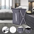 thumbnail image 3 of Laundry Basket Clothes Hamper Organizer Sorter Storage Foldable with Cover Handle Aluminum Frame for Bathroom Bedroom Home Black, 3 of 8