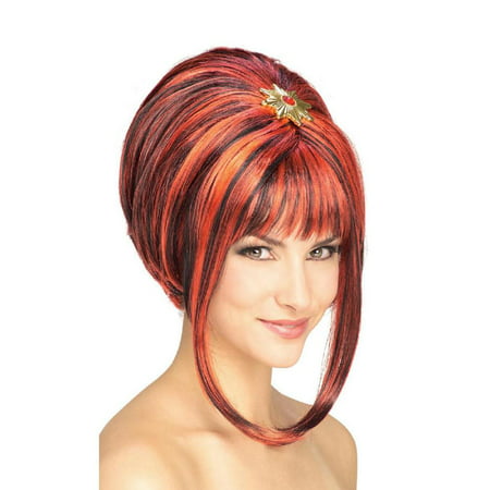 Womens Midnight Siren Wig Short Red Highlighted Bob with Long Front