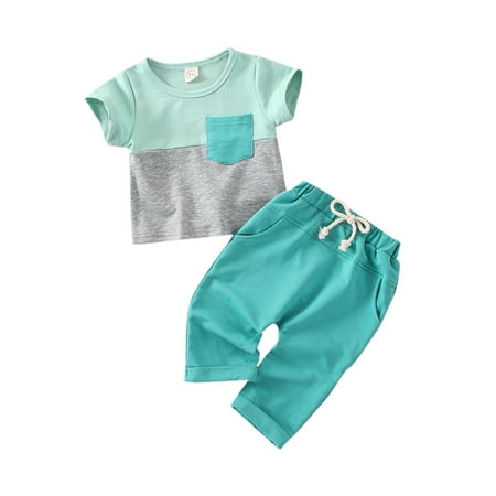 

LSFYSZD Toddler Boy’s T-shirt and Trousers Set Fashion Contrast Color Short Sleeve Tops and Tie-up Long Pants