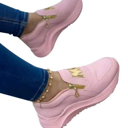 

Women s Sneakers Fashion Letter Decoration Comfortable Without Grinding Feet Slip On Breathable Round Toe Shoes 42 Pink