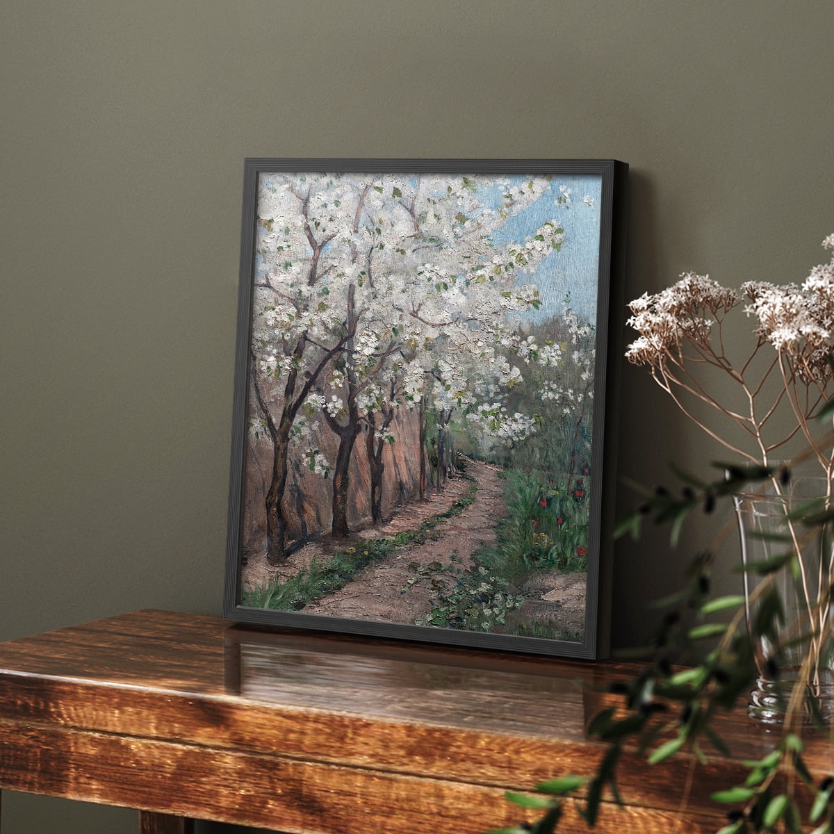 Vintage Floral Print CXL - 14in. x 11in. Vintage Framed Print in Black Wood Frame