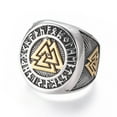 thumbnail image 4 of 6pc 304 Stainless Steel Signet Rings for Men Wide Band Rings Valknut Symbol Silver & Golden Size 7~12 17~22mm, 4 of 4