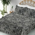 thumbnail image 3 of Ambesonne Lily Flowers Fitted & Flat Sheet with Shams 4 Pcs Set, Floral Pattern Bitonal, Calking, Pale Grey Charcoal Grey, 3 of 5