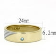 thumbnail image 2 of Two-Tone IP Gold (Ion Plating) Stainless Steel Ring with Top Grade Crystal in Sea Blue for Women Sea Blue Stone Color Style TK3267 Size 11, 2 of 4