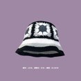thumbnail image 3 of Gorro con forma de cubo para mujer hecho a mano de ganchillo coreano, gorro tejido de punto, gorros de lavabo con flores a la moda para Otoño e Invierno 2023, 3 of 5