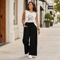 thumbnail image 6 of Stralyhd Wide Leg Womens Sweatpants Loose Casual Travel Pants Elastic Workout Jogger Pants High Waist 2026 Gym Outfits with Pockets Black 2XL, 6 of 6