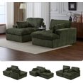 thumbnail image 4 of Corduroy Double Lounge Chaise Sofa Indoor, Oversized Upholstered Sleeper Cloud Couch, Sectional Deep Seat Loveseat for Living Room, No Assembly Required, Green, 4 of 8