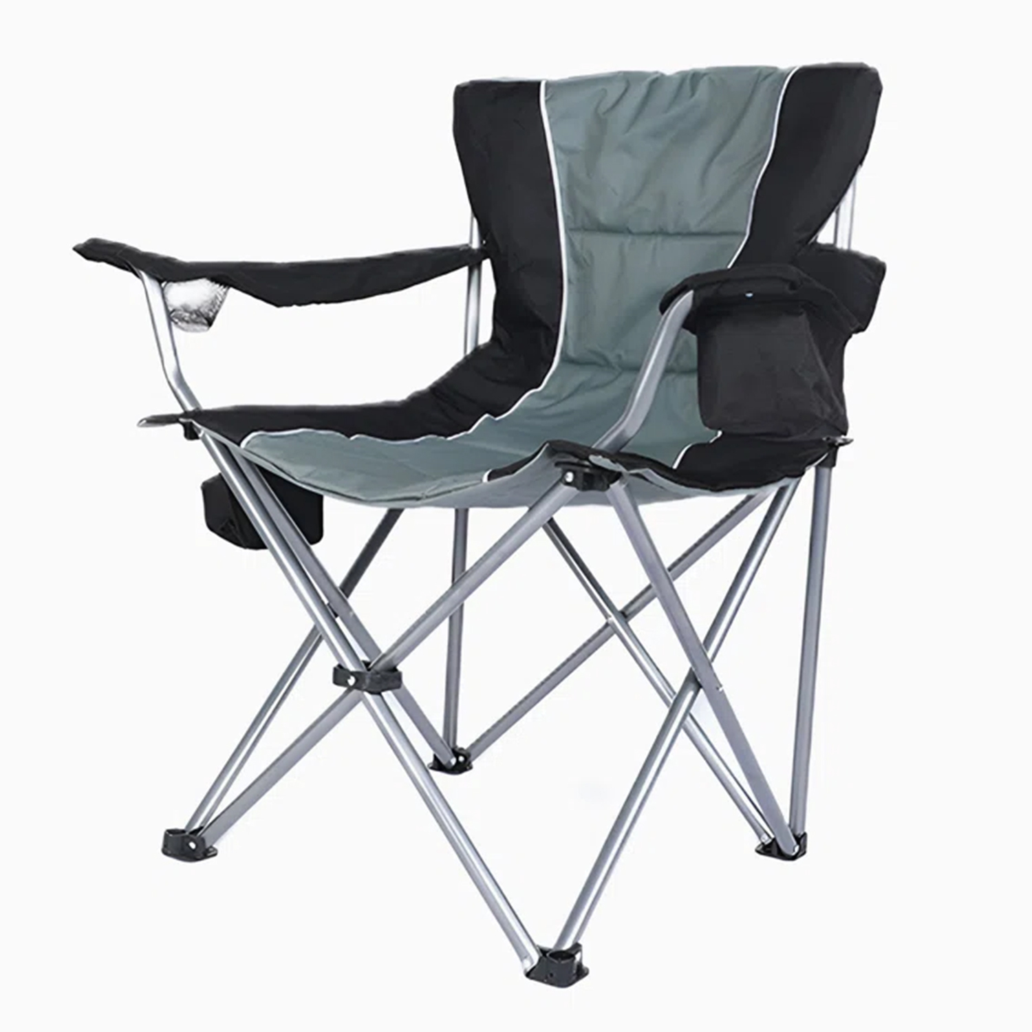Dubbin Oversized Folding Camping Chair Duty Padded Quad Chair with Cup