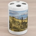 thumbnail image 1 of Landscape Ceramic Toothbrush Holder, Prague Charles Bridge Castle European Famous Touristic Place Landmark Cityscape, Versatile Countertop for Bathroom, 4.5" X 2.7", Multicolor, by Ambesonne, 1 of 4