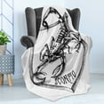thumbnail image 4 of Astrology Soft Flannel Fleece Throw Blanket, Black and White Heraldry Zodiac Scorpio Image Graphic with Claws Stars Design, Cozy Plush for Indoor and Outdoor Use, 50" x 70", Black White, by Ambesonne, 4 of 5