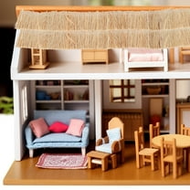 OUNONA Thatch Roofing Beige Raffia 6 Pieces for Model Houses, Dioramas, and Craft Projects