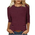 thumbnail image 3 of Jsaierl Tops for Women 3/4 Sleeve Plus Size Crew Neck Shirts Cute Striped Ladies Blouses Flowy Loose Fit Tunic Top S-2XL, 3 of 5