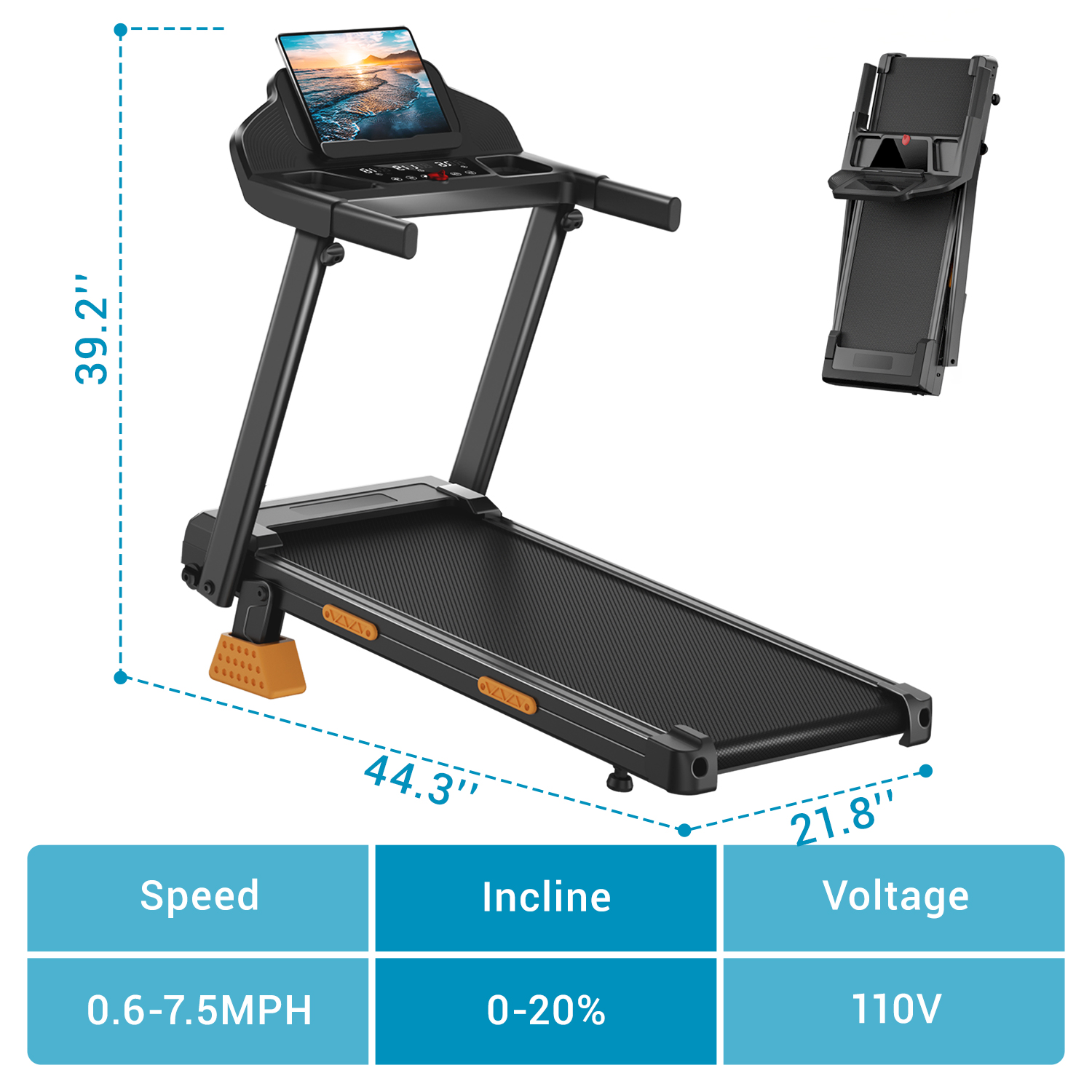 LEZEE 4-in-1 Foldable Treadmill with 20% Incline photo 6