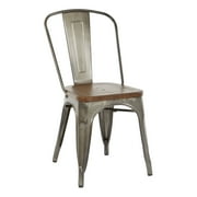 Indio Metal Chair with Vintage Ash Walnut Wood Seat and Matte Gunmetal Frame 4-Pack by Office Star