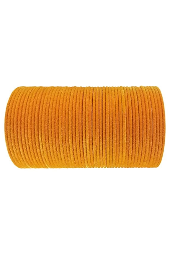 Handmade Turmeric Color 36 PCS Velvet Metal bangle bracelet For Girls Made In India High Quality Bangles Set For Girls And Women