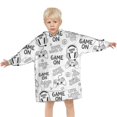 thumbnail image 3 of Black Controllers Games Icons White Pattern Blanket Hoodies for Kids 6-13YR Oversize Wearable Blanket Hoodies for Boys Girls Teens, 3 of 7