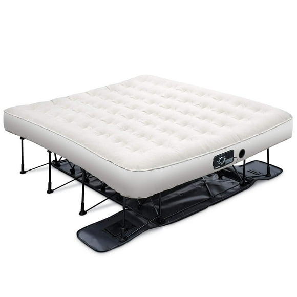 Ivation EZ-Bed (King) Air Mattress with Frame & Rolling Case, Self Inflatable, Blow Up Bed Auto Shut-Off, Comfortable Surface AirBed, Best for Guest, Travel, Vacation, Camping