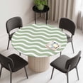 thumbnail image 2 of Sage Green Stripe Round Fitted Tablecloth with Elastic Edge, Waterproof Table Cloth Table Cover for 45"-54" Tables, Farmhouse Striped Modern Waves Moires Tablecloths for Dining Picnic Indoor Outdoor, 2 of 9