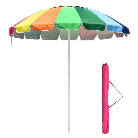 Yescom Rainbow Beach Patio Umbrella w/ Metal Frame 16 Rib Tilt Market Table Umbrella Outdoor Sunshade Cover Sand (Best Portable Beach Umbrella)