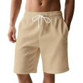 thumbnail image 2 of longantii Mens Shorts Classic Fit Elastic Waist Drawstring Shorts Comfort Athletic Knee Length Short Trousers with Pockets 2026 New Workout Gym Training Outdoor Shorts Beige XXXL, 2 of 4