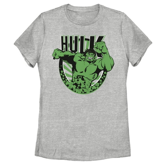 Women's Marvel St. Patrick's Day Hulk Running Shamrock  Graphic Tee Athletic Heather Medium