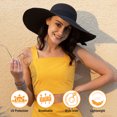 thumbnail image 4 of Womens Straw Hat Sun Hat Wide Brim Hats for Women Large Head Packable Hat Women Straw Sun Hat for Travel Black Floppy Hats for Women, M/L, 4 of 5