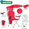 thumbnail image 4 of VibrantEcho Folding Canopy Camp Chair for Outdoors Shade Canopy Portable Chair Camping, Tailgates, Beach, Pool, Lawn Chair Sunshade Travel Chair Folding Camping Chair (Upgraded - Red), 4 of 11