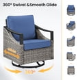 thumbnail image 4 of Arnahaishe Wicker Swivel Rocking Glider Chairs Set of 2 with Blue Cushions, All-Weather Outdoor Patio Chairs, 4 of 11
