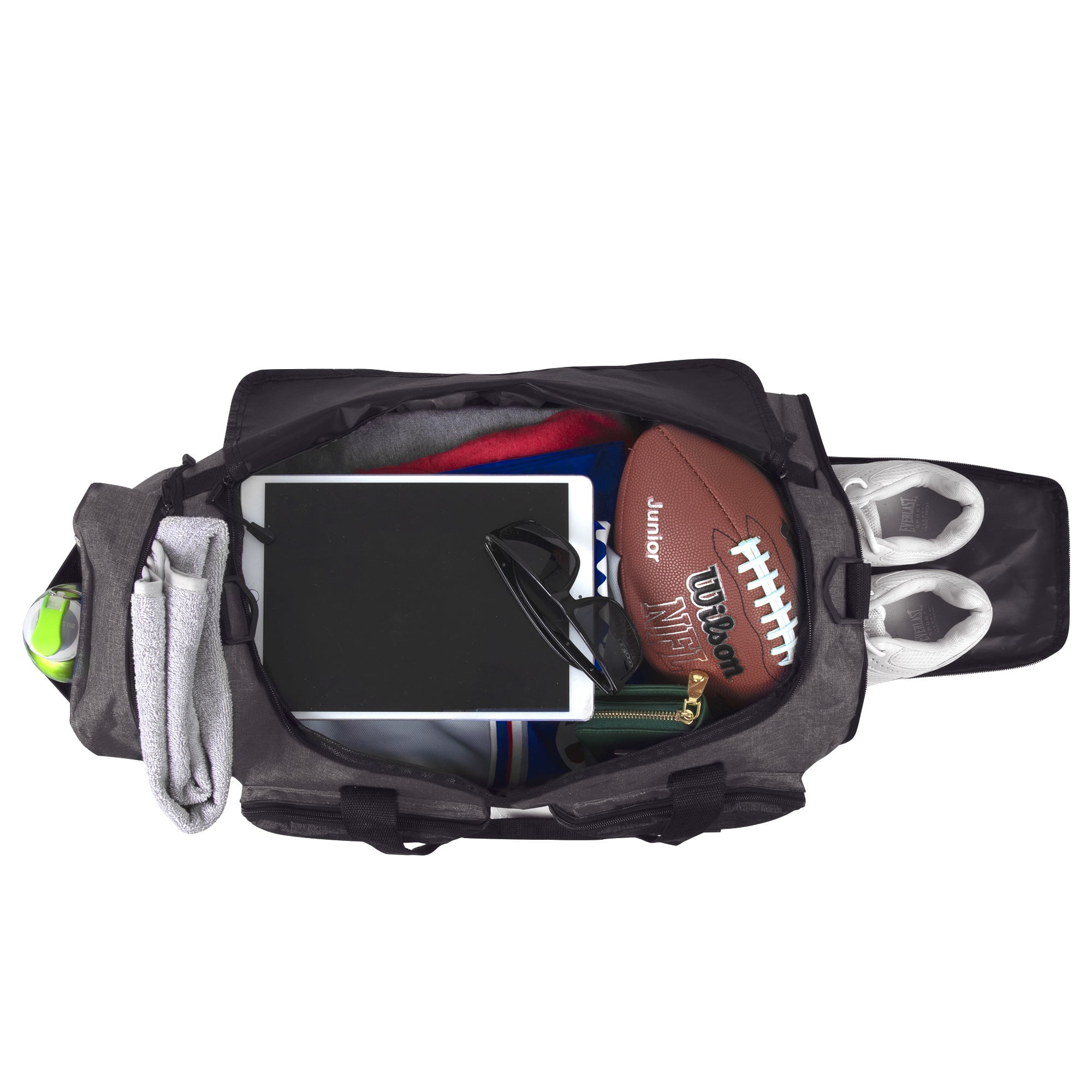 Summit Ridge 22"L Duffel Bag 38 Liter Capacity for Gym Clothes, Sports Equipment, Towels, Sneakers, Travel, Commute in Gray