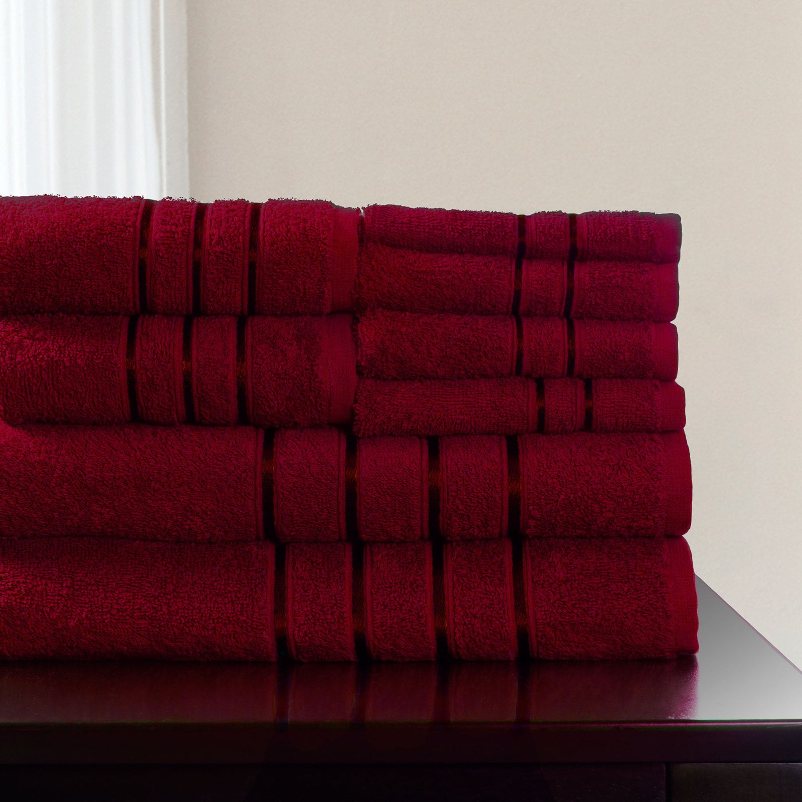 Chocolate Lavish Home 8-Piece 100-Percent Egyptian Cotton Plush Bath Towel Set 
