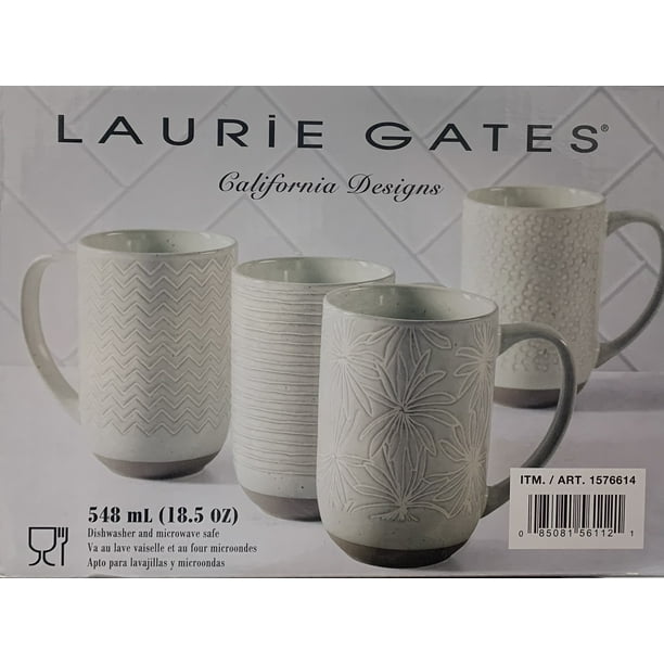Laurie Gates California Designs Stoneware Mug Set 4 Piece, Light Sage