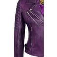 thumbnail image 6 of SKYLINEWEARS Women Real Leather Biker Jacket Real Lambskin Moto Biker Fashion Jackets Purple 2XL, 6 of 7