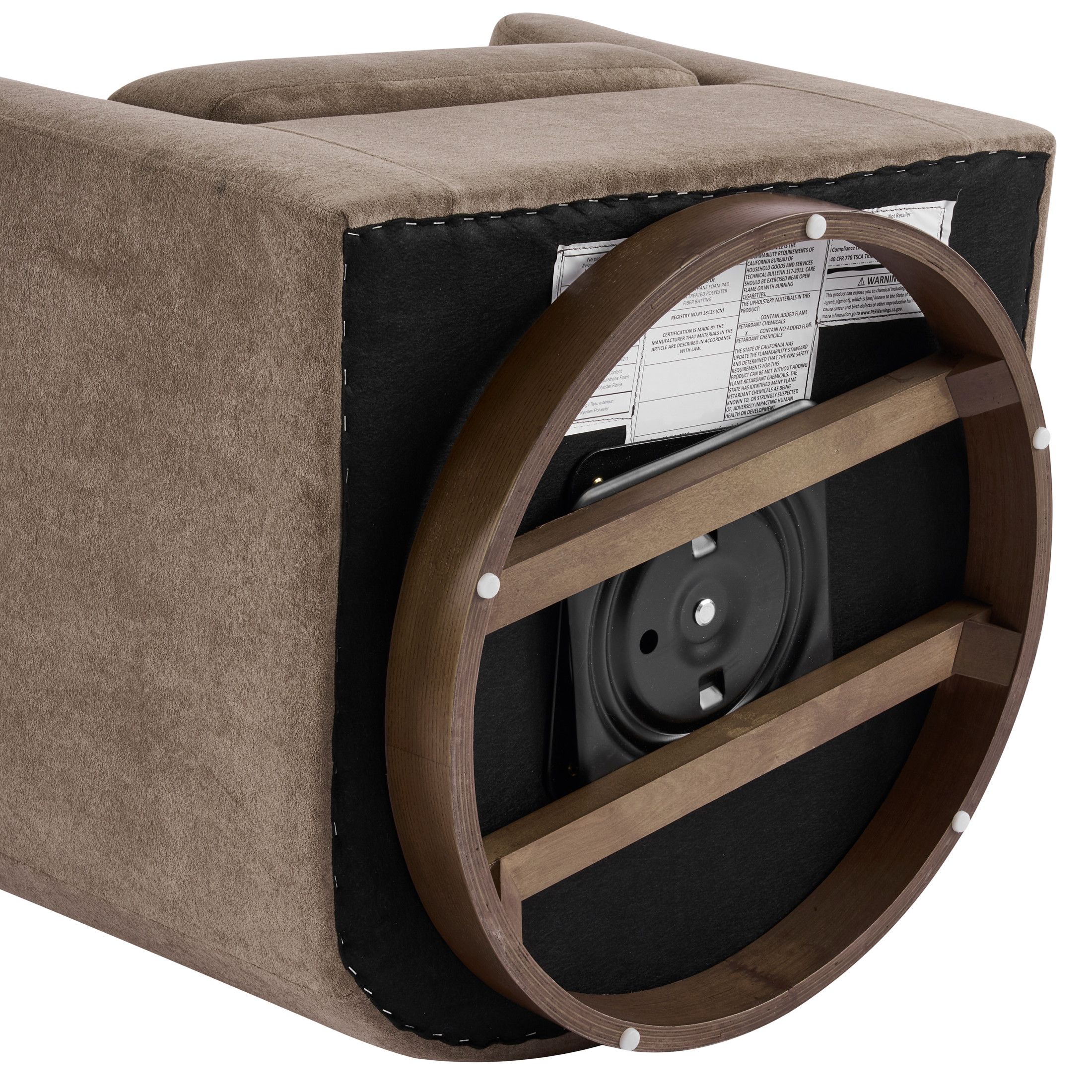 Christopher Knight Home 360° Swivel Barrel Chair with Velvet Upholstery and Wooden Base, Light Brown