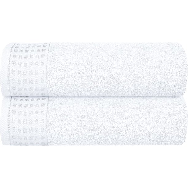 GLAMBURG 100 Cotton 2 Pack Oversized Bath Towel Set 28x55 Inches
