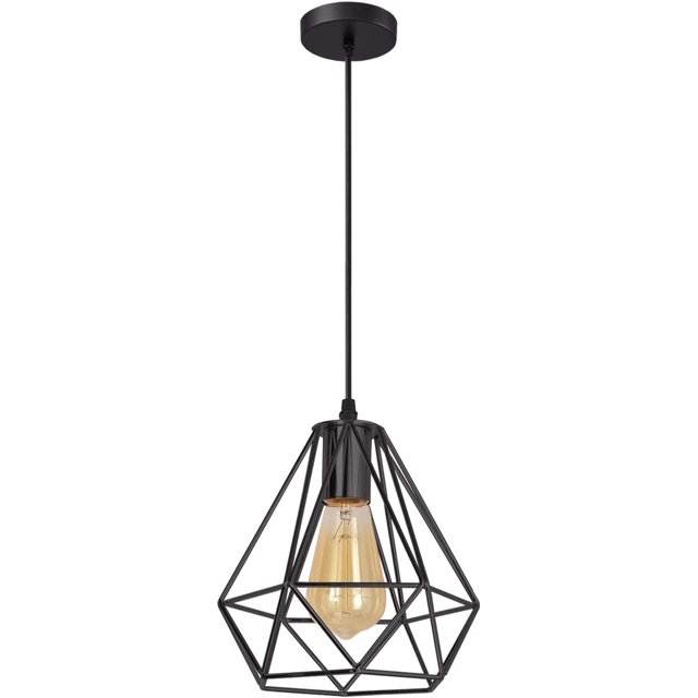 Lámpara colgante Retro Vintage oso de fresa E27 Araña de luces de techo 20 cm Negro