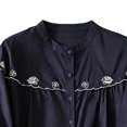 thumbnail image 4 of Neewe Embroidered Blouse Round-Neck Short Sleeve Button Down Shirt Casual Boho Style for Spring Summer, 4 of 5