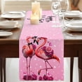 thumbnail image 3 of Table Runners 72 Inches Long Dress Scarves, Valentine's Day Farmhouse Kitchen Table Runner, Coffee Tablerunners, Flamingos Roses Love Romance Ombre Pink 14x72 Inch, 3 of 9