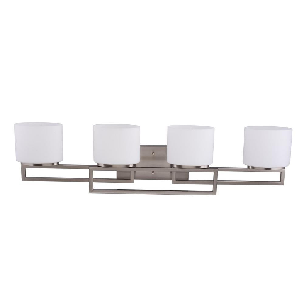 4-Light Satin Nickel Bath Sconce with Opal Glass Shades Home Decorators Coll 