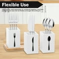 thumbnail image 3 of Tzdxfgl Wood Utensil Holder for Kitchen Counter, 3 Compartments Silverware Organizer Caddy, White, 3 of 11