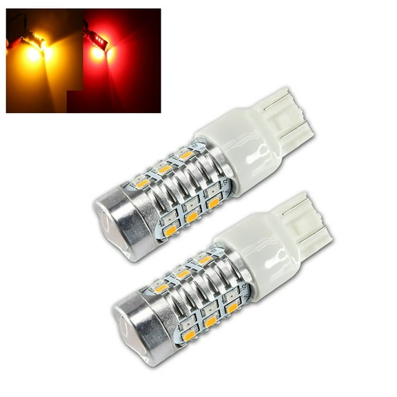 7443 High Power Dual Color Switchback 2835 Chip Red/Yellow 22-LED Turn Signal Light Bulbs (7443, Red/Yellow)