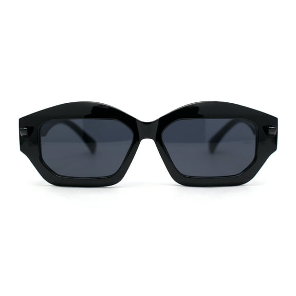 Hipster Vintage Style Rectangular Lip Stick Shape Hinge Plastic Sunglasses All Black