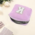thumbnail image 3 of Unique Bargains 1 Pc Letter K Pattern Makeup Bag for Travel Pink Purple Corduroy, 3 of 6