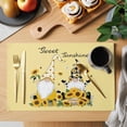 thumbnail image 2 of Yellow Sunflowers Placemats Set of 8, Gnomes Farmhouse Botanical Bee Placemats for Dining Table, Place Mats for Kitchen Tabletop, Waterproof Wipeable Dining Table Mats Set, 2 of 9
