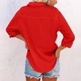 thumbnail image 4 of kaprioy Button Down Shirts for Women Dress Shirts Long Sleeve Wrinkle-Free Blouse Casual Solid Office Work Tunic Top Red, M, 4 of 6
