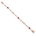 thumbnail image 2 of Gem Stone King 18K Rose Gold Plated Silver Peach Morganite and Red Created Ruby and Round White Lab Grown Diamond Tennis Bracelet for Women (3.04 Cttw, Gemstone Birthstone, Oval 6X4MM, 7.25 inches), 2 of 4