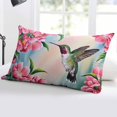 thumbnail image 5 of Hummingbird Throw Pillow Cover 20 x 30 Inch Decorative Pillow Cover Spring Summer Pink Red Flower Leaf Lumbar Pillowcase Seasonal Rectangle Cushion Case for Couch Sofa Bed Living Room, 5 of 7